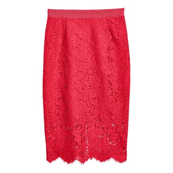 NWT H&M Red Lace Pencil Skirt - Picture 3 of 12